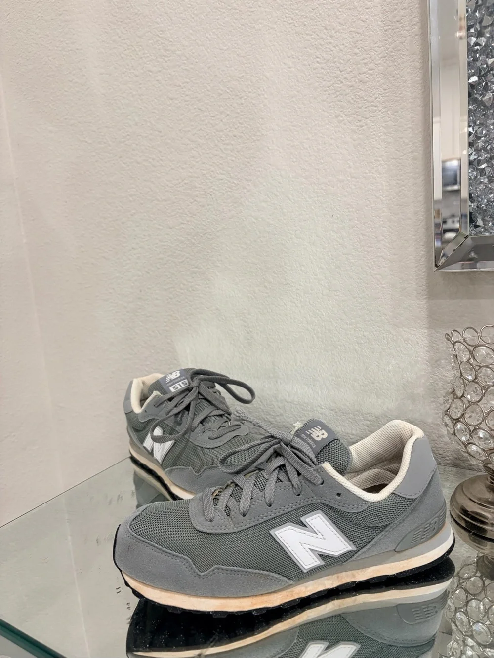 New Balance Gray Mesh & Suede Low-Top Sneakers
